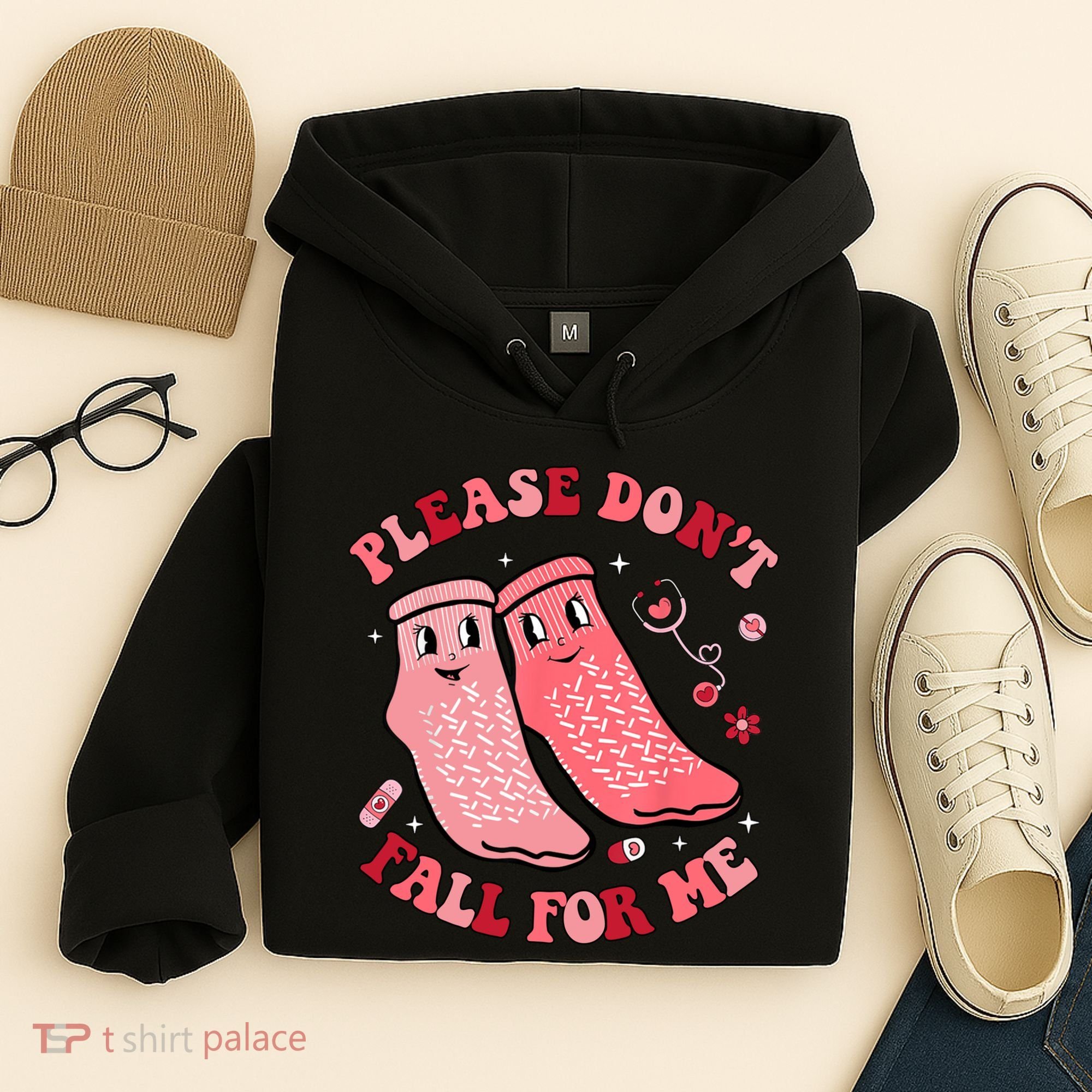 Nurse Valentine Non Slip Socks Please Dont Fall For Me Hoodie