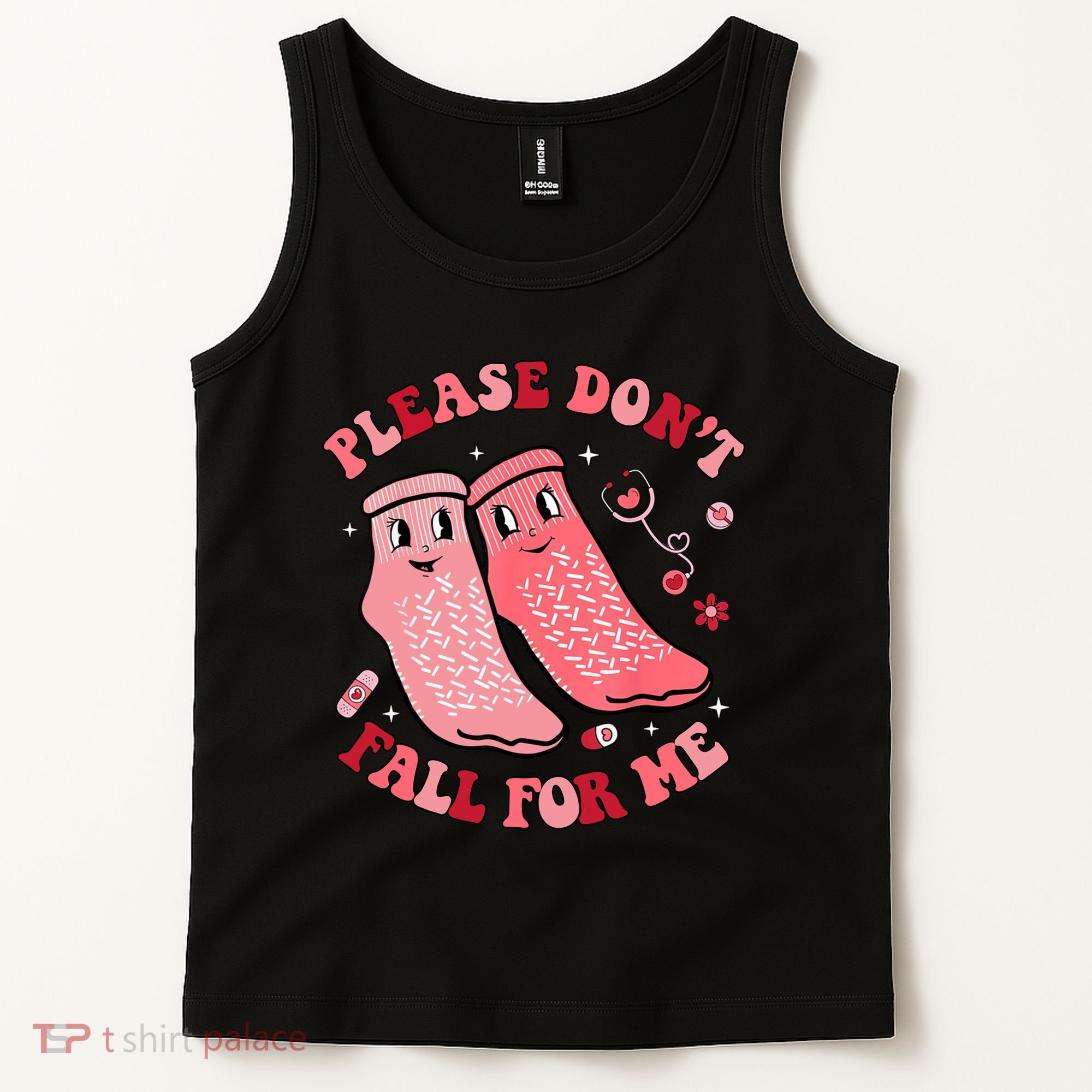 Nurse Valentine Non Slip Socks Please Dont Fall For Me Tank Top