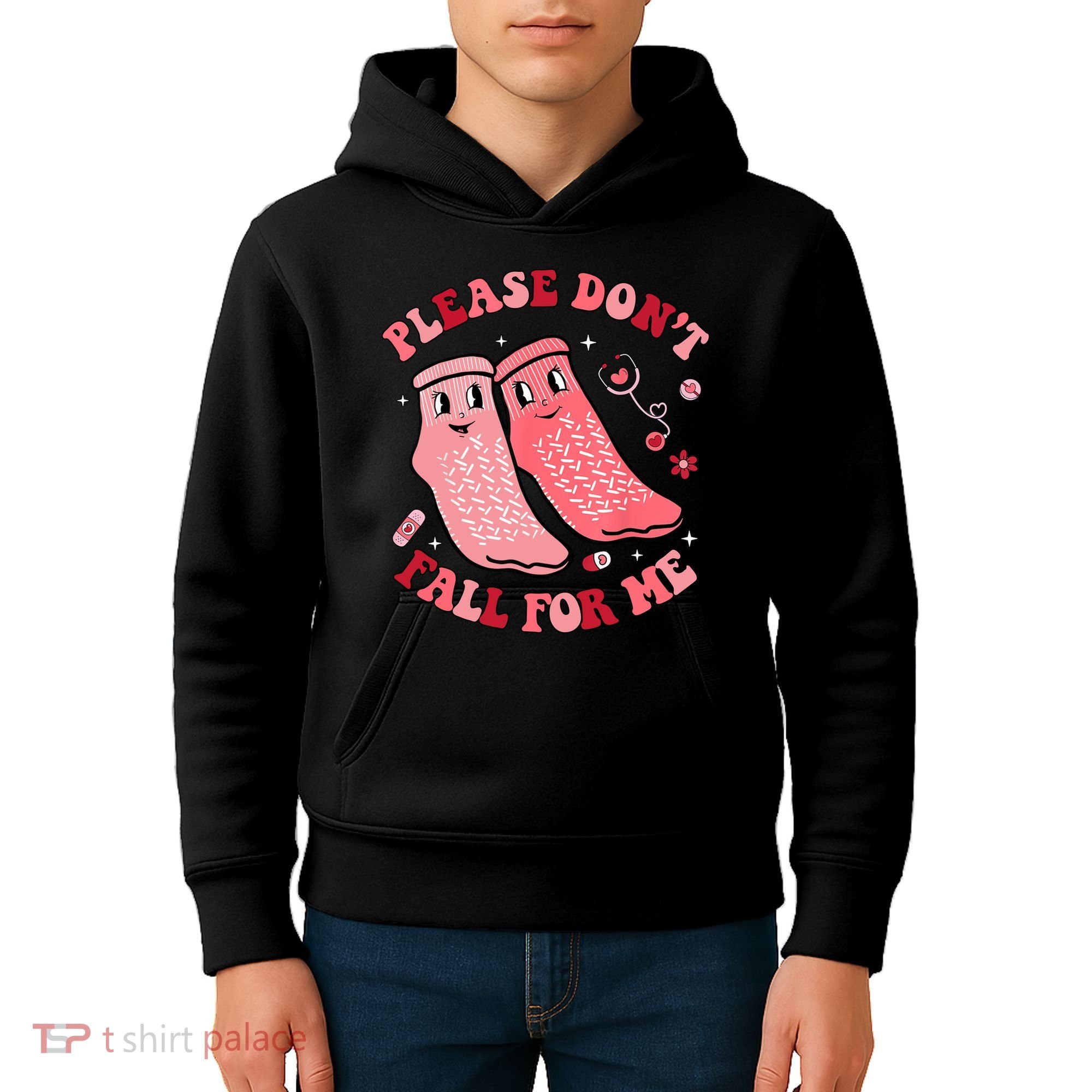 Nurse Valentine Non Slip Socks Please Dont Fall For Me Kids Hoodie