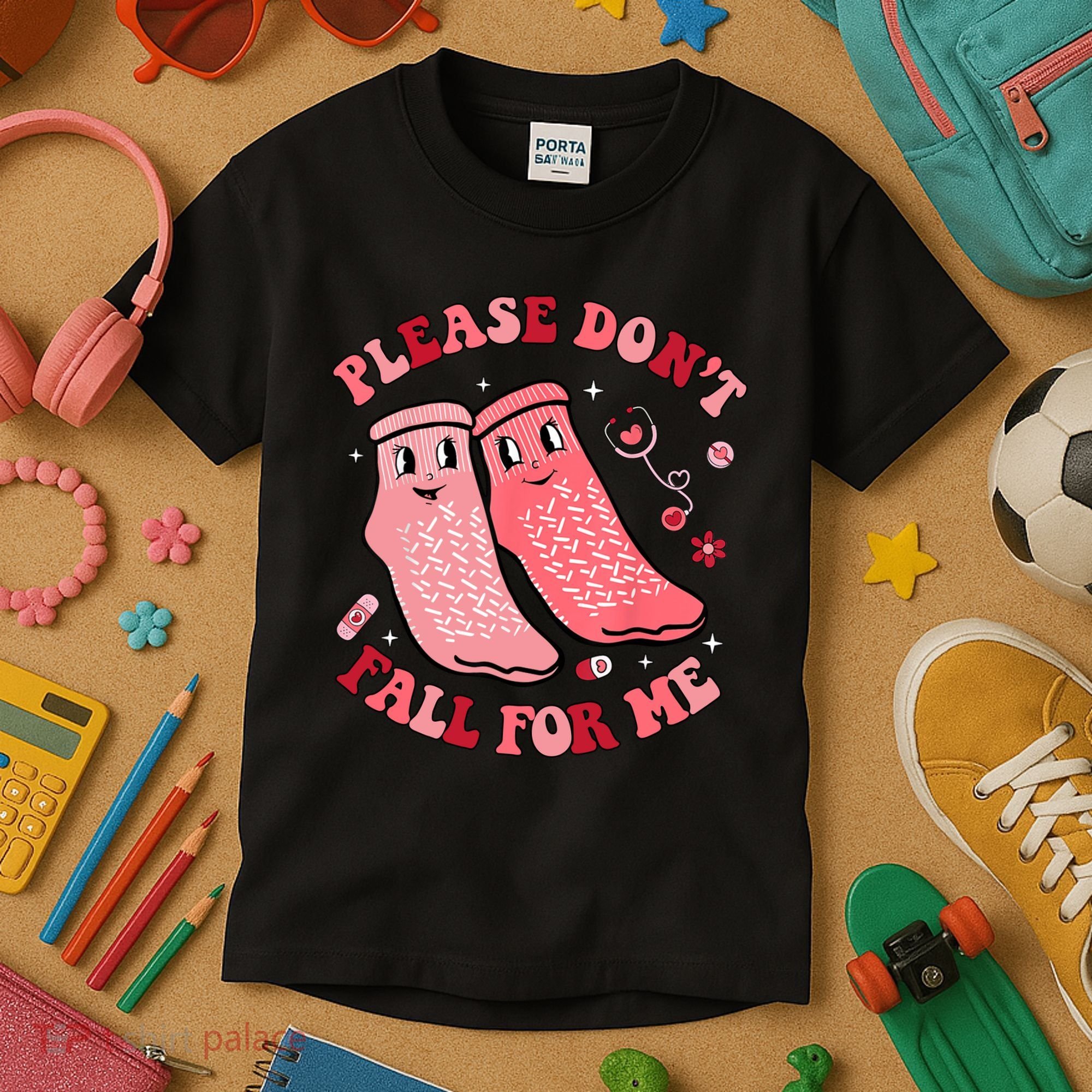 Nurse Valentine Non Slip Socks Please Dont Fall For Me Kids T-Shirt