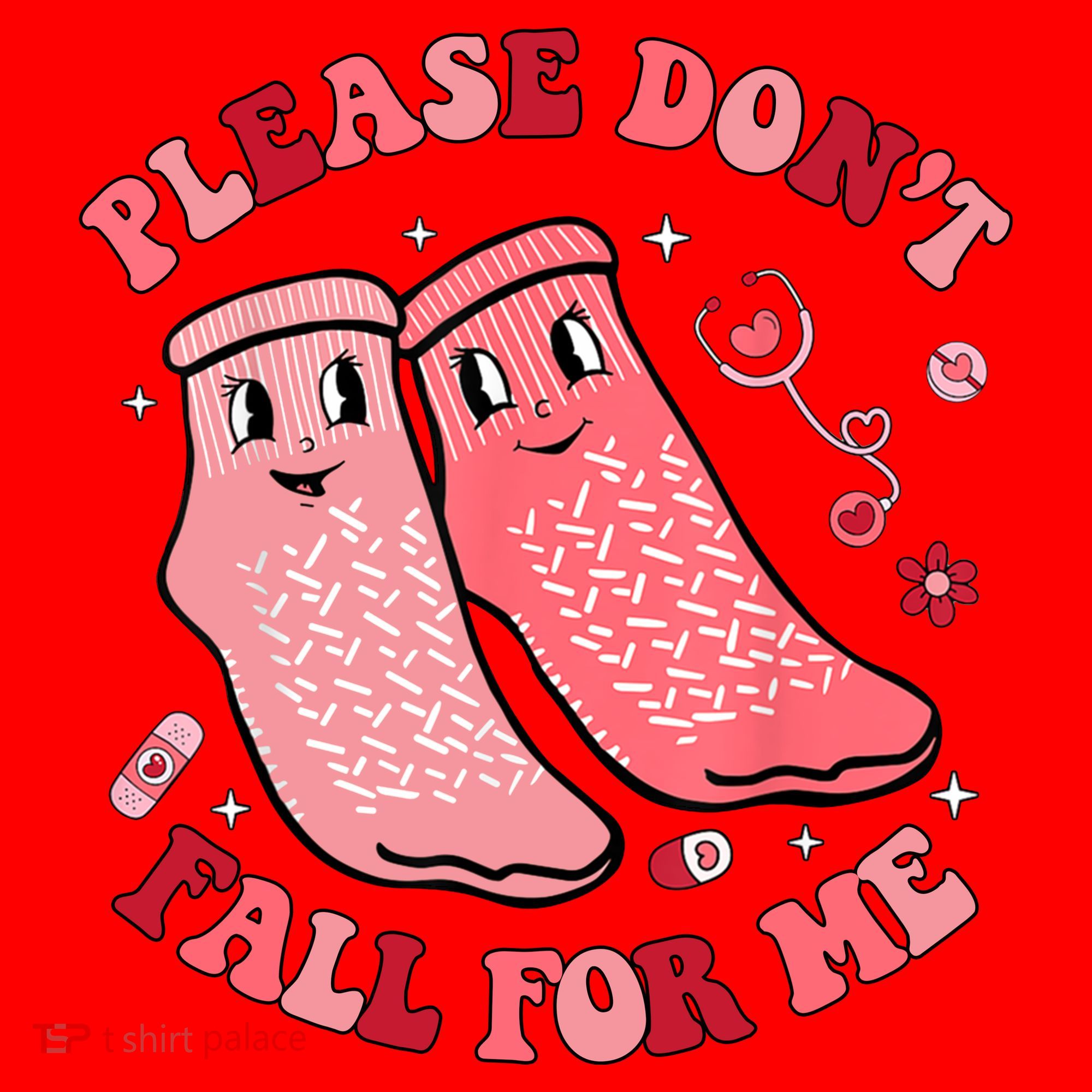 Nurse Valentine Non Slip Socks Please Dont Fall For Me Santa Hat