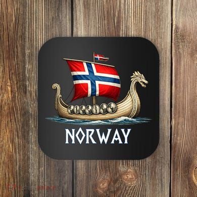 Norwegian Viking Ship Flag Boat Norway Heritage Coaster
