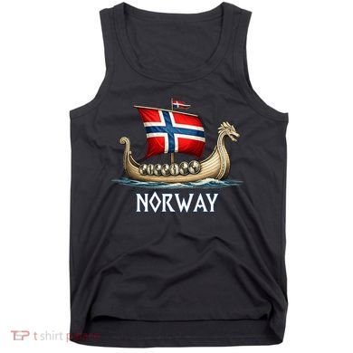 Norwegian Viking Ship Flag Boat Norway Heritage Tank Top