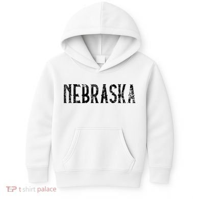 Nebraska Vintage Script NE Apparel Kids Hoodie
