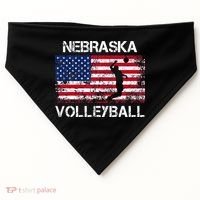 Nebraska Volleyball Team American Flag Gift USA-Made Doggie Bandana thumb 0