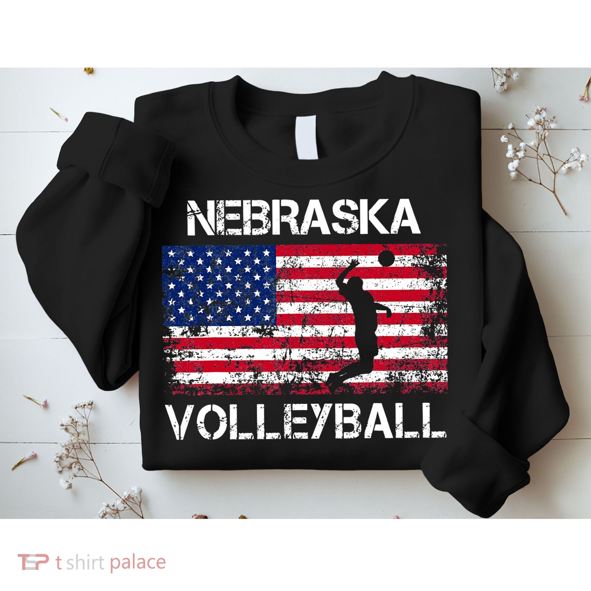 Nebraska Volleyball Team American Flag Gift Sweatshirt