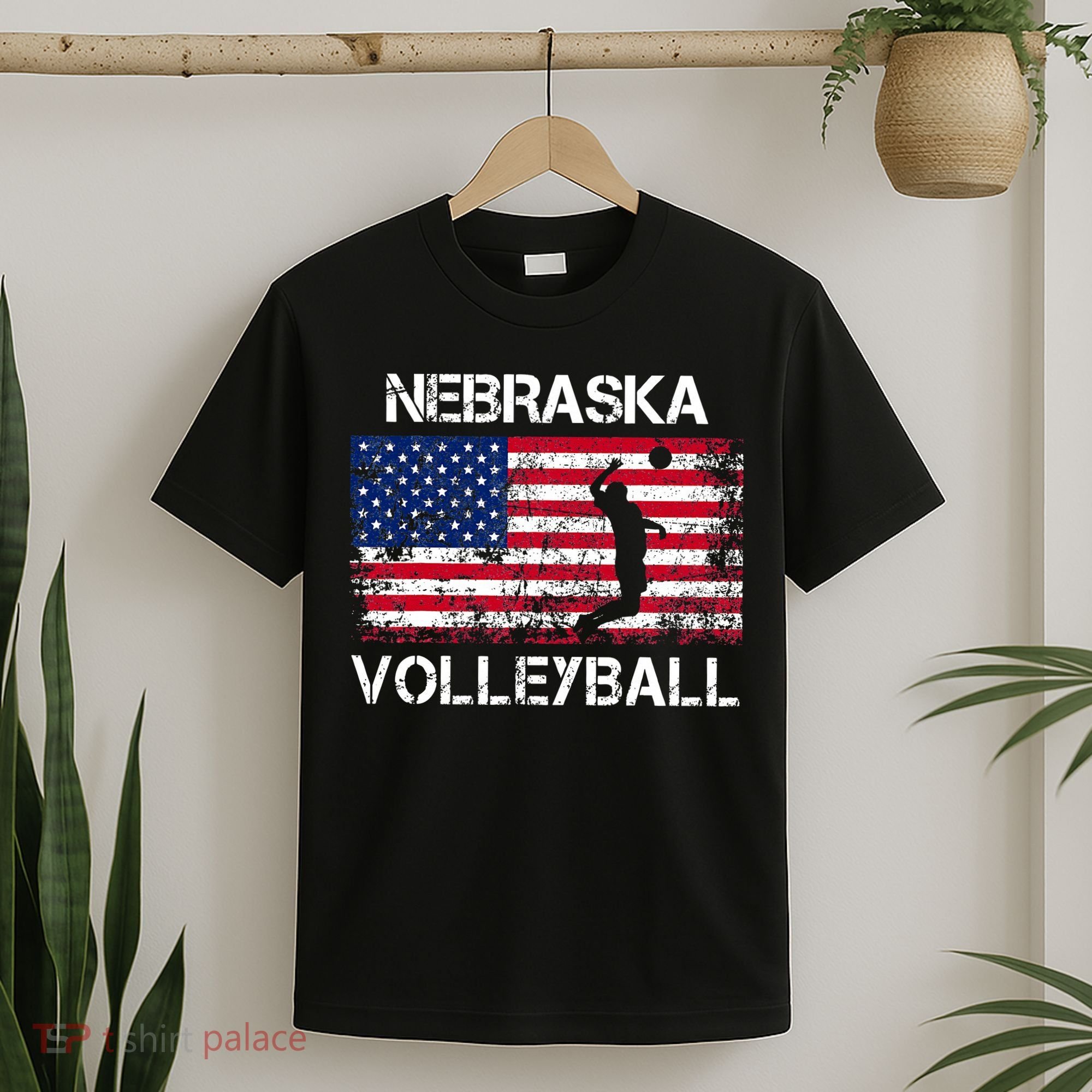 Nebraska Volleyball Team American Flag Gift T-Shirt