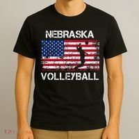 Nebraska Volleyball Team American Flag Gift T-Shirt thumb 3