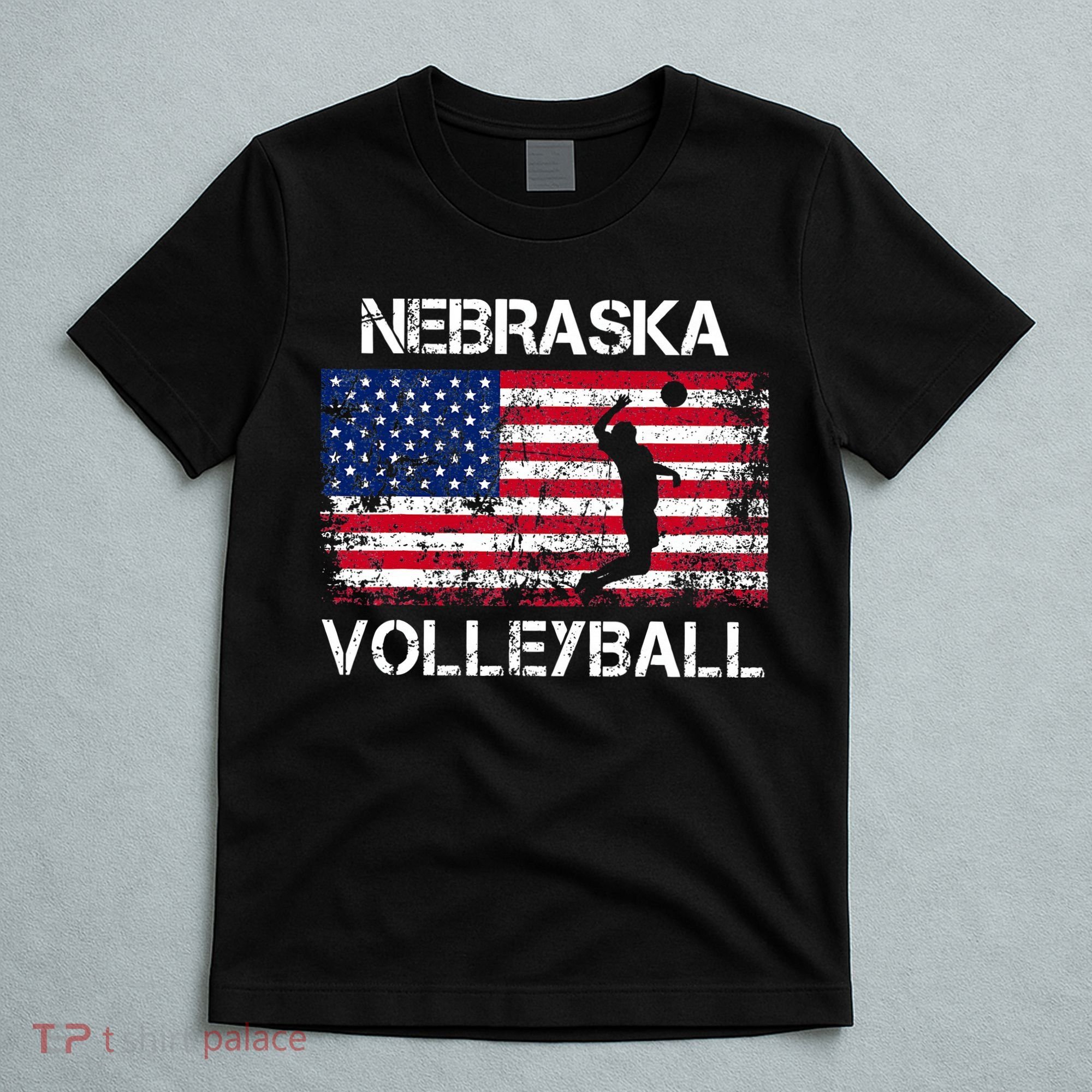 Nebraska Volleyball Team American Flag Gift T-Shirt