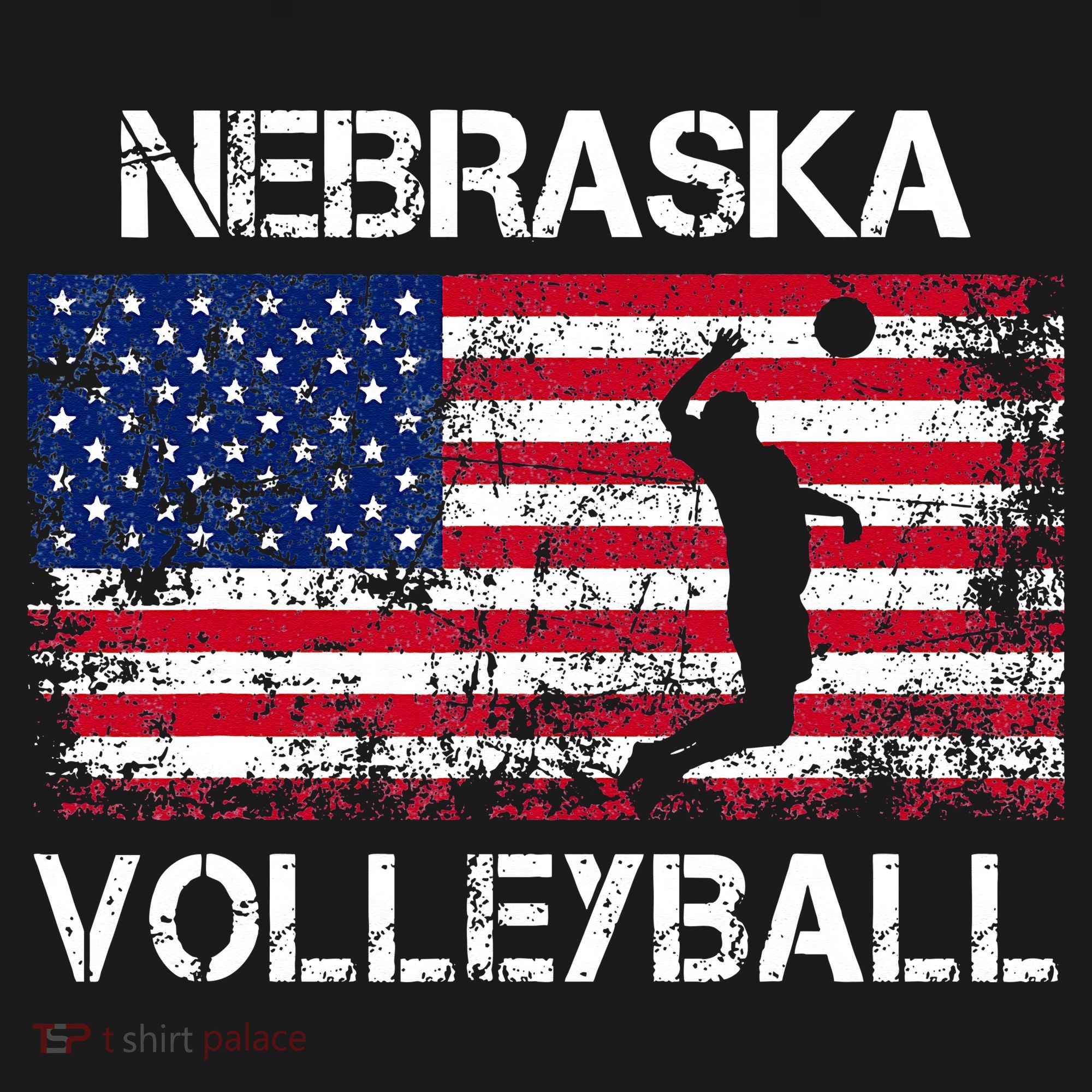 Nebraska Volleyball Team American Flag Gift T-Shirt