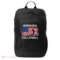 Nebraska Volleyball Team American Flag Gift City Backpack thumb 0