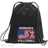 Nebraska Volleyball Team American Flag Gift Sweatshirt Cinch Pack Bag thumb 0