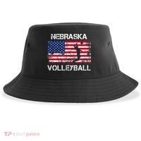 Nebraska Volleyball Team American Flag Gift Sustainable Bucket Hat thumb 0