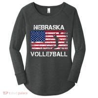 Nebraska Volleyball Team American Flag Gift Women's Perfect Tri Tunic Long Sleeve Shirt thumb 0