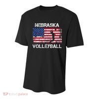 Nebraska Volleyball Team American Flag Gift Youth Performance Sprint T-Shirt thumb 0