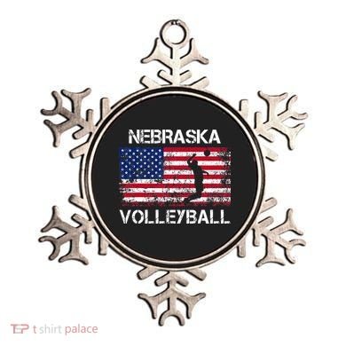 Nebraska Volleyball Team American Flag Gift Ornament