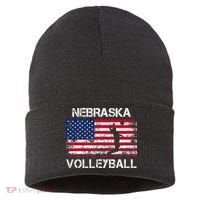 Nebraska Volleyball Team American Flag Gift Sustainable Knit Beanie thumb 0