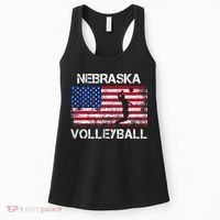 Nebraska Volleyball Team American Flag Gift Women's Tank Top thumb 0