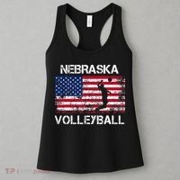 Nebraska Volleyball Team American Flag Gift Women's Tank Top thumb 3