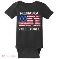 Nebraska Volleyball Team American Flag Gift Baby Bodysuit thumb 0