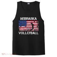 Nebraska Volleyball Team American Flag Gift PosiCharge Competitor Tank thumb 0