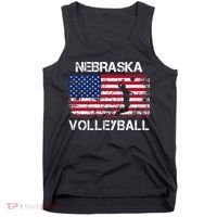 Nebraska Volleyball Team American Flag Gift Tank Top thumb 0