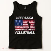 Nebraska Volleyball Team American Flag Gift Tank Top thumb 2