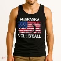 Nebraska Volleyball Team American Flag Gift Tank Top thumb 3