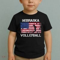 Nebraska Volleyball Team American Flag Gift Toddler T-Shirt thumb 2
