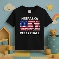 Nebraska Volleyball Team American Flag Gift Toddler T-Shirt thumb 3