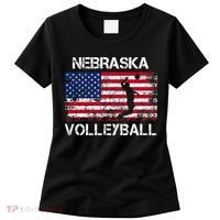 Nebraska Volleyball Team American Flag Gift Women's T-Shirt thumb 0