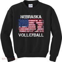 Nebraska Volleyball Team American Flag Gift Kids Sweatshirt thumb 0