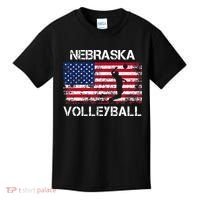 Nebraska Volleyball Team American Flag Gift Kids T-Shirt thumb 0