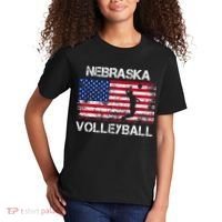 Nebraska Volleyball Team American Flag Gift Kids T-Shirt thumb 2