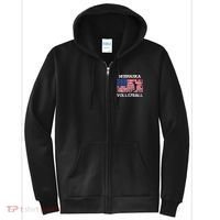 Nebraska Volleyball Team American Flag Gift Full Zip Hoodie thumb 0