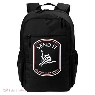 No Victory Without Sacrifice Send It Skeleton Hand Backpack