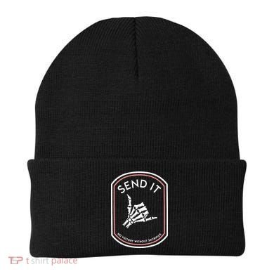 No Victory Without Sacrifice Send It Skeleton Hand Beanie