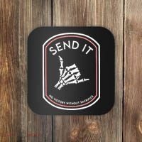 No Victory Without Sacrifice Send It Skeleton Hand Coaster thumb 0