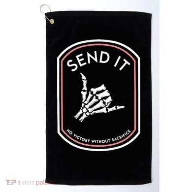 No Victory Without Sacrifice Send It Skeleton Hand Golf Towel