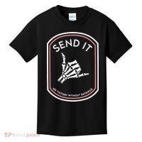 No Victory Without Sacrifice Send It Skeleton Hand Kids T-Shirt thumb 0
