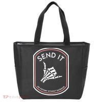 No Victory Without Sacrifice Send It Skeleton Hand Tote Bag thumb 0