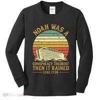 Noah Was A Conspiracy Theorist Then It Rained Christian Kids Long Sleeve Shirt thumb 0