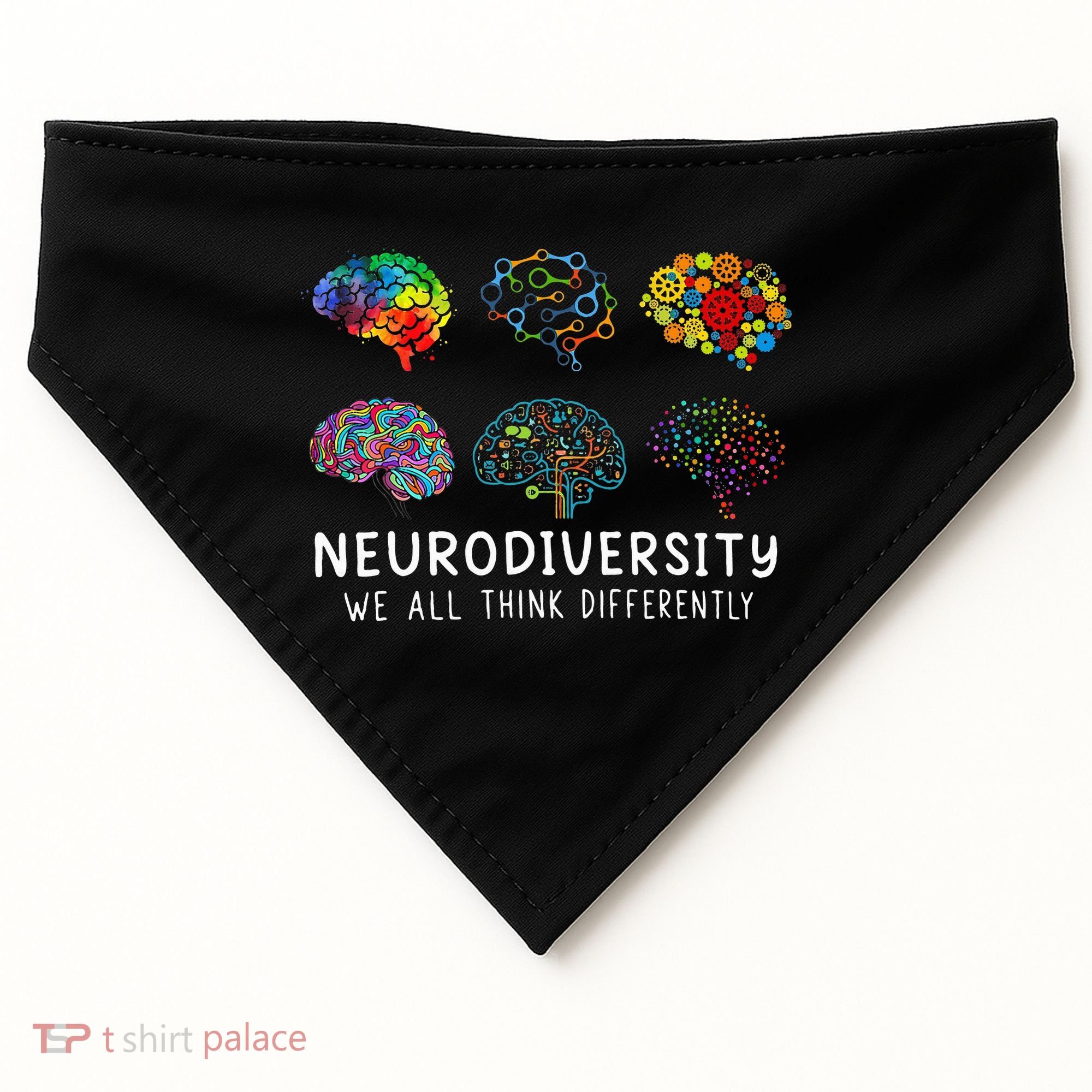 Neurodiversity We All Think Differently Brain Autism USA-Made Doggie Bandana