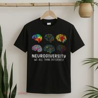 Neurodiversity We All Think Differently Brain Autism T-Shirt thumb 2