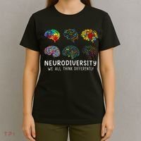 Neurodiversity We All Think Differently Brain Autism T-Shirt thumb 4