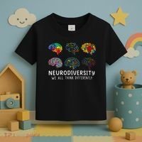 Neurodiversity We All Think Differently Brain Autism Toddler T-Shirt thumb 3