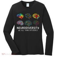 Neurodiversity We All Think Differently Brain Autism Women's Long Sleeve Shirt thumb 0
