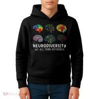 Neurodiversity We All Think Differently Brain Autism Kids Hoodie thumb 4