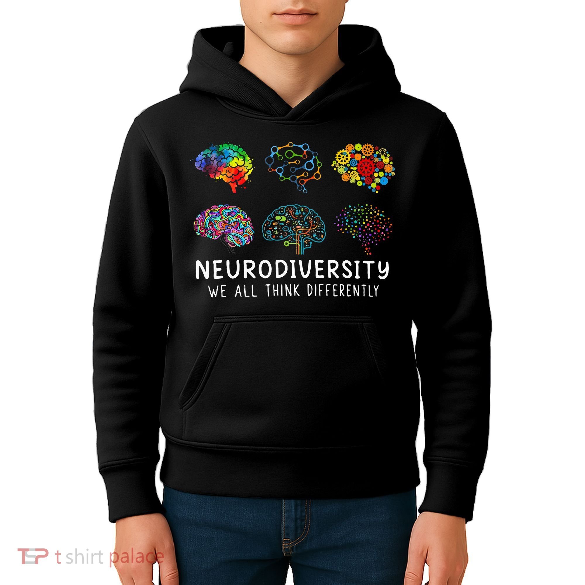 Neurodiversity We All Think Differently Brain Autism Kids Hoodie