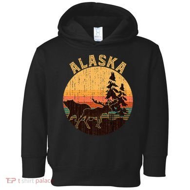 Nature Willdife Bear Moose Alaskan Animal Forest Alaska Toddler Hoodie